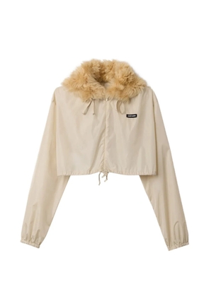 Miu Miu technical fabric and shearling windbreaker - Neutrals