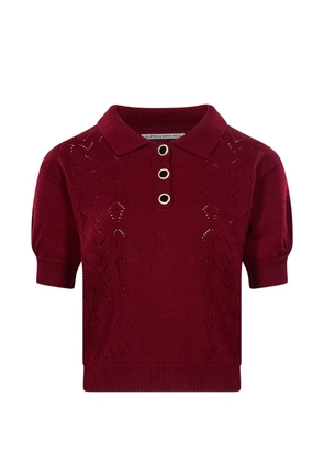 Alessandra Rich pointelle-knit short-sleeve polo shirt - Red