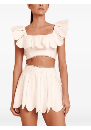 AZULU Nela ruffled cropped top - White