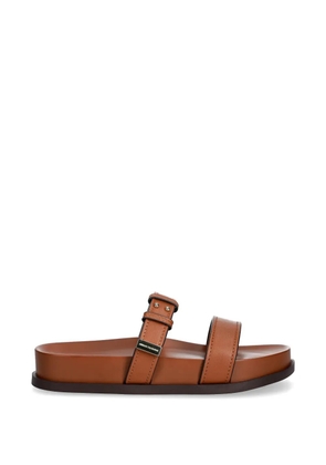 Armani Exchange buckle-detail leather slides - Neutrals