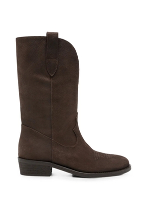 Via Roma 15 embroidered-detail western-style boots - Brown
