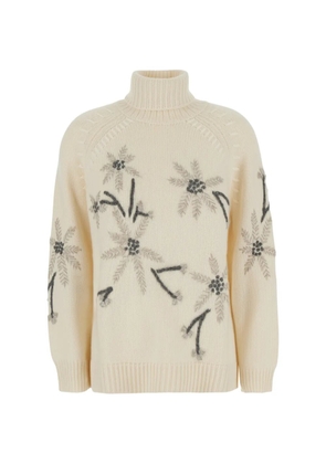 P.A.R.O.S.H. floral-embroidered roll-neck sweater - Neutrals