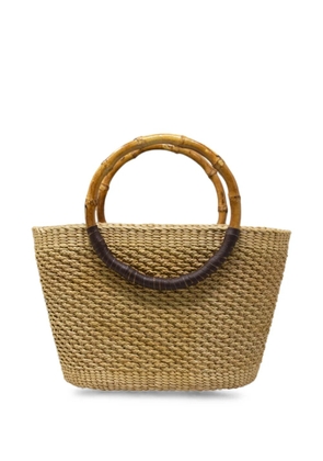 Sensi Studio bamboo-handle interwoven tote bag - Neutrals