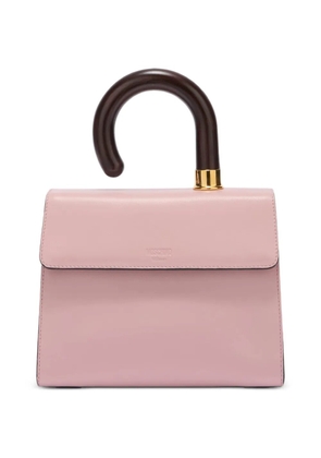 Moschino curved-handle leather tote bag - Pink