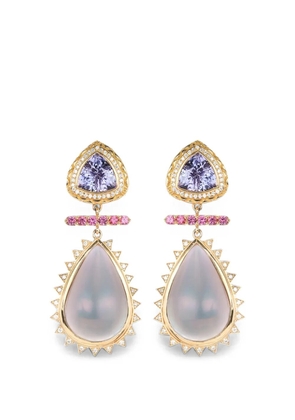 Harwell Godfrey pearl and tanzanite earrings - Gold
