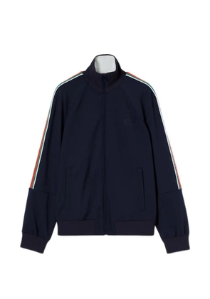 Gucci Web-stripe embroidered-logo zip-up sweater - Blue