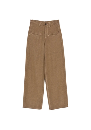 Uma Wang contrast-stitch wide-leg trousers - Brown