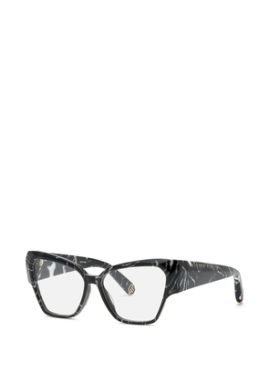 Philipp Plein marble-effect cat-eye glasses - Black