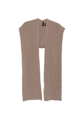 Soeur ribbed-knit hooded scarf - Neutrals