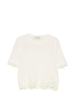 ERMANNO FIRENZE short-sleeve lace-trim top - Neutrals