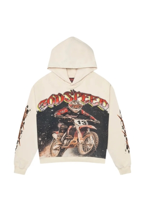 GODSPEED graphic-print long-sleeve hoodie - Neutrals
