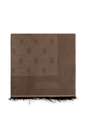 Moschino monogram frayed-edge scarf - Brown