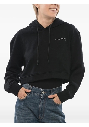 John Richmond logo-print cropped hoodie - Black