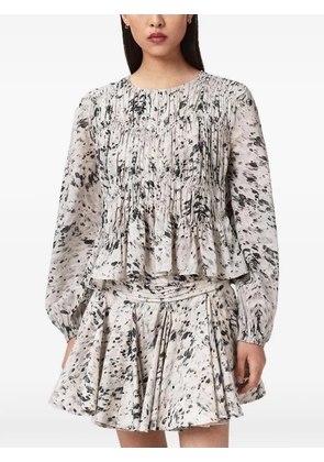 AllSaints shirred-bodice peplum blouse - Neutrals