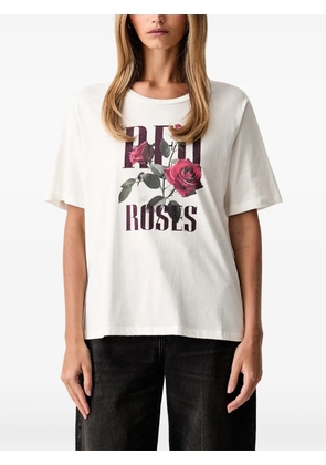 LIU JO rose-print rhinestone-embellished T-shirt - White