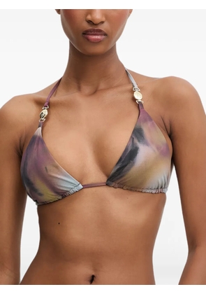 Patrizia Pepe logo-plaque triangle bikini top - Purple
