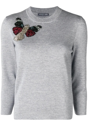 Alexander McQueen embellished butterfly jumper - Grey