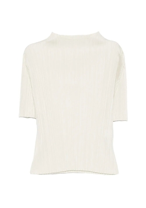Pleats Please Issey Miyake pleated T-shirt - Neutrals