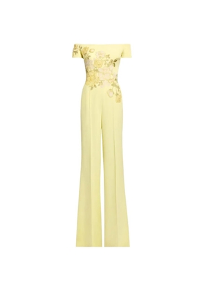 Elie Saab Candy floral-embroidered off-shoulder jumpsuit - Yellow