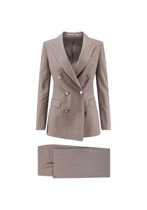 Tagliatore sequin-embellished pinstripe suit - Brown
