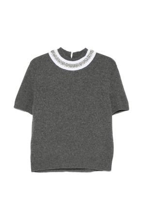 Prada embellished short-sleeve sweater - Grey