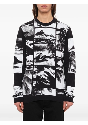 Kenzo landscape-print crew-neck sweater - Black