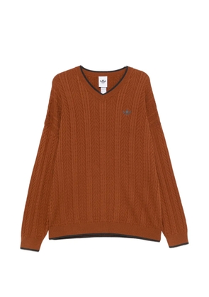 adidas cable-knit V-neck sweater - Orange