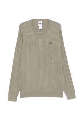 adidas cable-knit V-neck sweater - Neutrals