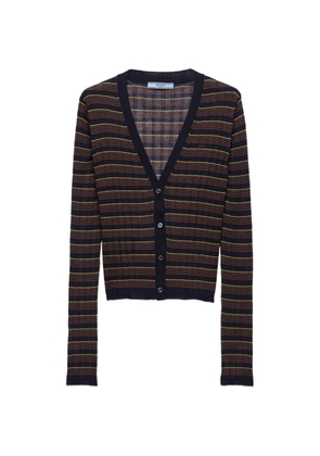 Prada striped cashmere and silk cardigan - Blue