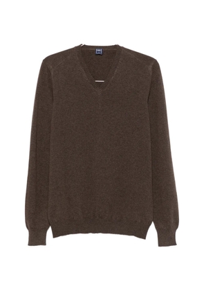 Fedeli V-neck ribbed-trim sweater - Brown