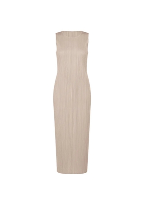 Pleats Please Issey Miyake pleated sleeveless midi dress - Neutrals