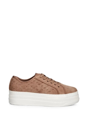 Armani Exchange monogram-debossed flatform sneakers - Brown