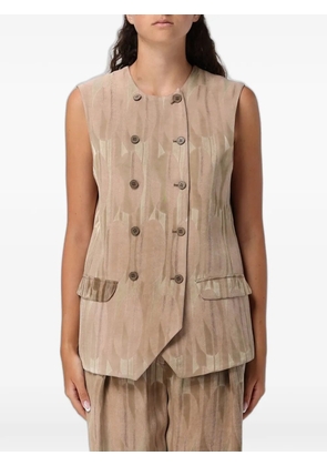 Emporio Armani double-breasted waistcoat in oval-patterned jacquard - Brown
