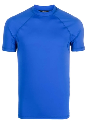 Balmain logo-print high-neck T-shirt - Blue