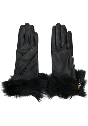 Prada fur trimmed gloves - Black