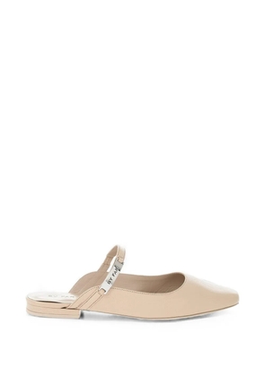 BY FAR Etta logo-plaque mules - Neutrals