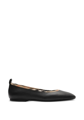 Burberry Check-trim leather Robin ballerinas - Black