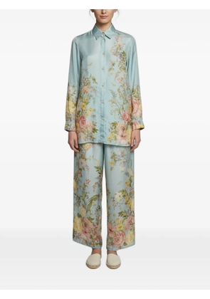 ZIMMERMANN floral-print silk shirt and trousers set - Blue
