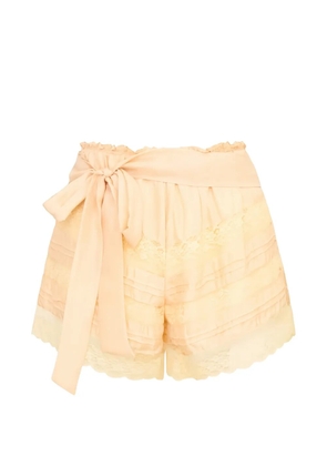 LoveShackFancy Emanuela lace-trim tie-waist shorts - Orange
