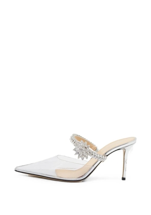MACH & MACH Lotus crystal-embellished sandals - White