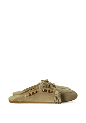 Miu Miu bead-embellished tassel-detail mules - Neutrals