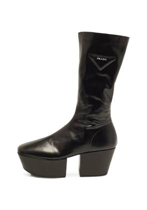 Prada Pre-Owned Triangle Logo platform ankle boots - Black