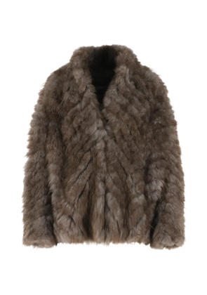 Simonetta Ravizza goat-fur lapel jacket - Brown