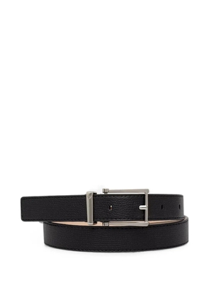 Emporio Armani tongue belt in textured leather with a rectangular buckle - Black