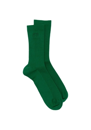 Maje logo-embroidered ribbed socks - Green