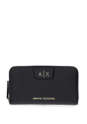 Armani Exchange logo-plaque zip-around wallet - Black