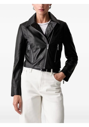 Armani Exchange zip-fastening leather jacket - Black
