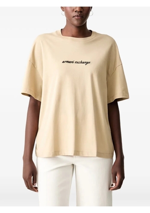 Armani Exchange logo-embroidered T-shirt - Neutrals