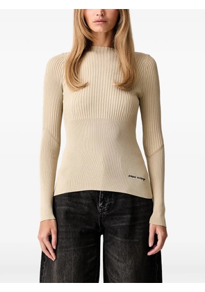 Armani Exchange ribbed logo-embroidered sweater - Neutrals