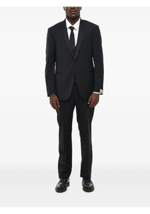 Corneliani satin shawl-lapel three-piece suit - Black